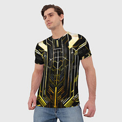 Футболка мужская Gold lines on a black background, цвет: 3D-принт — фото 2