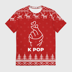 Футболка мужская Новогодний K Pop с оленями, цвет: 3D-принт