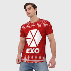 Футболка мужская Новогодний Exo с оленями, цвет: 3D-принт — фото 2