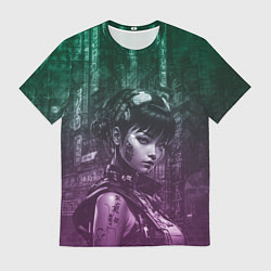 Футболка мужская Азиатская девушка-андроид, цвет: 3D-принт