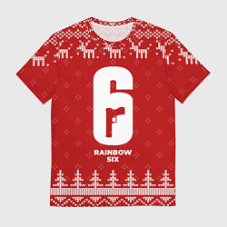 Футболка мужская Новогодний Rainbow Six с оленями, цвет: 3D-принт
