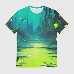 Футболка мужская Зелёная кислотная абстракция, цвет: 3D-принт