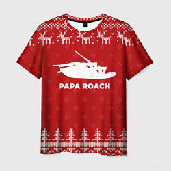 Футболка мужская Новогодний Papa Roach с оленями, цвет: 3D-принт