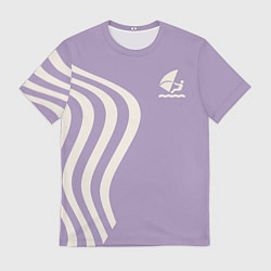 Футболка мужская Парусник и волны на сиреневом, цвет: 3D-принт