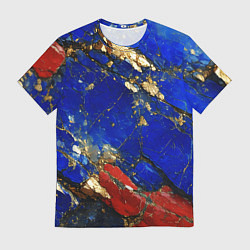 Футболка мужская Золотой и красный минерал в синем камне, цвет: 3D-принт