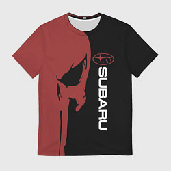 Футболка мужская Subaru и череп, цвет: 3D-принт