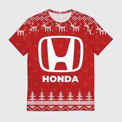 Футболка мужская Новогодний Honda с оленями, цвет: 3D-принт