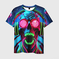 Футболка мужская Metallica - neon skull with headphones, цвет: 3D-принт