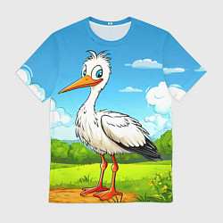 Футболка мужская Аист в поле, цвет: 3D-принт