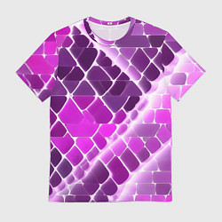 Футболка мужская Фиолетовые рельефные плитки и белое свечение, цвет: 3D-принт