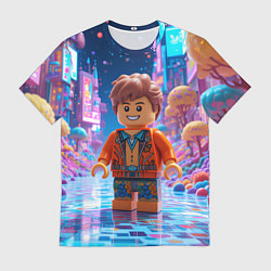 Футболка мужская Roblox в неоновом городе, цвет: 3D-принт