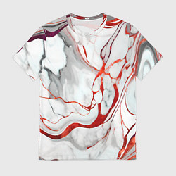 Футболка мужская Красно-белый мрамор, цвет: 3D-принт