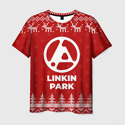 Футболка мужская Новогодний Linkin Park 2024 с оленями, цвет: 3D-принт