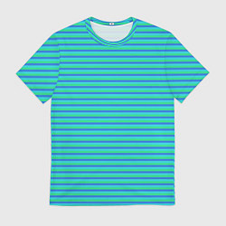 Футболка мужская Полосатый сине-зелёный, цвет: 3D-принт
