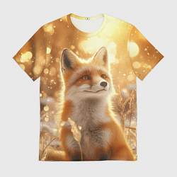 Футболка мужская Рыжая лисица в лесу, цвет: 3D-принт