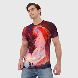 Футболка мужская Дракон красный мифический, цвет: 3D-принт — фото 2