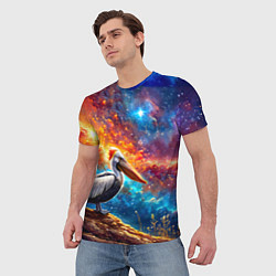 Футболка мужская Пеликан в космосе, цвет: 3D-принт — фото 2