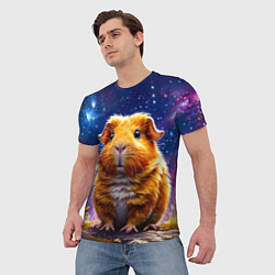 Футболка мужская Морская свинка в космосе, цвет: 3D-принт — фото 2