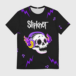 Футболка мужская Slipknot неоновый череп, цвет: 3D-принт