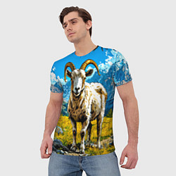 Футболка мужская Горный козел, цвет: 3D-принт — фото 2