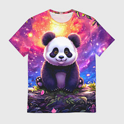 Футболка мужская Панда и космическое небо, цвет: 3D-принт