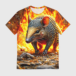 Футболка мужская Броненосец в огне, цвет: 3D-принт