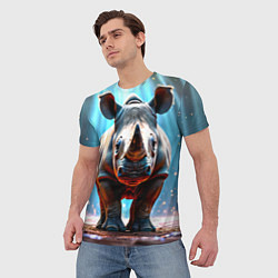 Футболка мужская Носорог в лучах, цвет: 3D-принт — фото 2