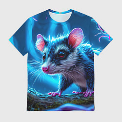Футболка мужская Опоссум в синей туманности, цвет: 3D-принт