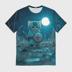 Футболка мужская Котенок выходит на тропу войны, цвет: 3D-принт
