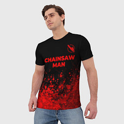 Футболка мужская Chainsaw Man - red gradient посередине, цвет: 3D-принт — фото 2