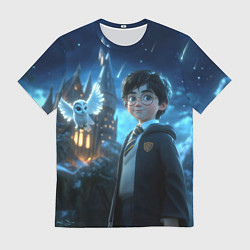 Футболка мужская Гарри Поттер и сова, цвет: 3D-принт