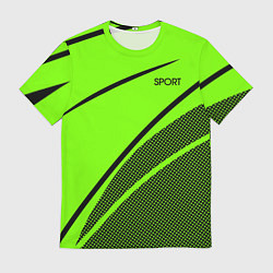 Футболка мужская Sport ярко-зелёный с чёрным точечный, цвет: 3D-принт
