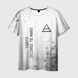 Футболка мужская Thirty Seconds to Mars - white gradient вертикальн, цвет: 3D-принт
