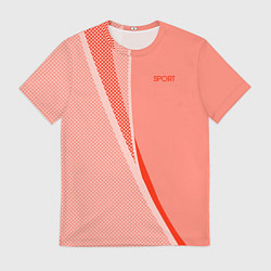 Футболка мужская Sport персиковый с полосой, цвет: 3D-принт
