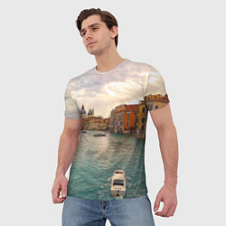 Футболка мужская Гранд-канал Венеции - городской пейзаж, цвет: 3D-принт — фото 2
