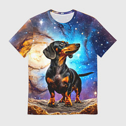 Футболка мужская Такса в космосе, цвет: 3D-принт