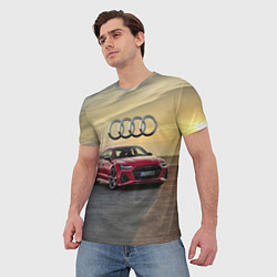 Футболка мужская Audi RS 7 на закате солнца, цвет: 3D-принт — фото 2