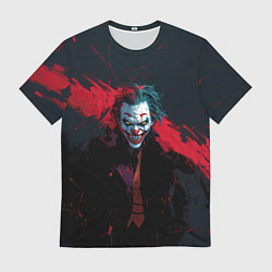Футболка мужская Джокер и красная полоса краски, цвет: 3D-принт