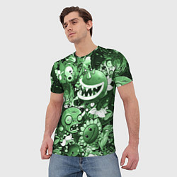 Футболка мужская Растения против зомби в зеленом цвете, цвет: 3D-принт — фото 2