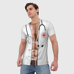 Футболка мужская Костюм доктора с накаченным телом, цвет: 3D-принт — фото 2