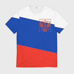 Футболка мужская Россия флаг с гербом, цвет: 3D-принт