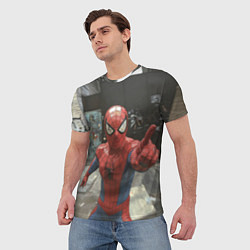 Футболка мужская Человек паук предупреждает, цвет: 3D-принт — фото 2