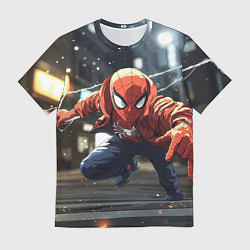 Футболка мужская Человек-паук запускает паутину, цвет: 3D-принт