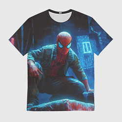 Футболка мужская Человек паук сидя, цвет: 3D-принт