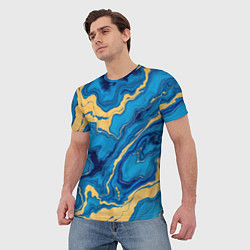 Футболка мужская Синий мрамор с золотом, цвет: 3D-принт — фото 2
