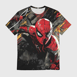 Футболка мужская Человек-паук и красная краска, цвет: 3D-принт