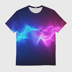 Футболка мужская Звуковая волна неоновый узор, цвет: 3D-принт