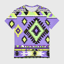 Футболка мужская Геометрический сиренево желтый орнамент ацтеков, цвет: 3D-принт