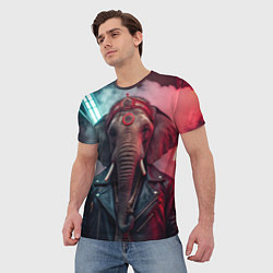 Футболка мужская Cyberpunk elephant, цвет: 3D-принт — фото 2
