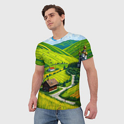 Футболка мужская Русская душа и поле, цвет: 3D-принт — фото 2